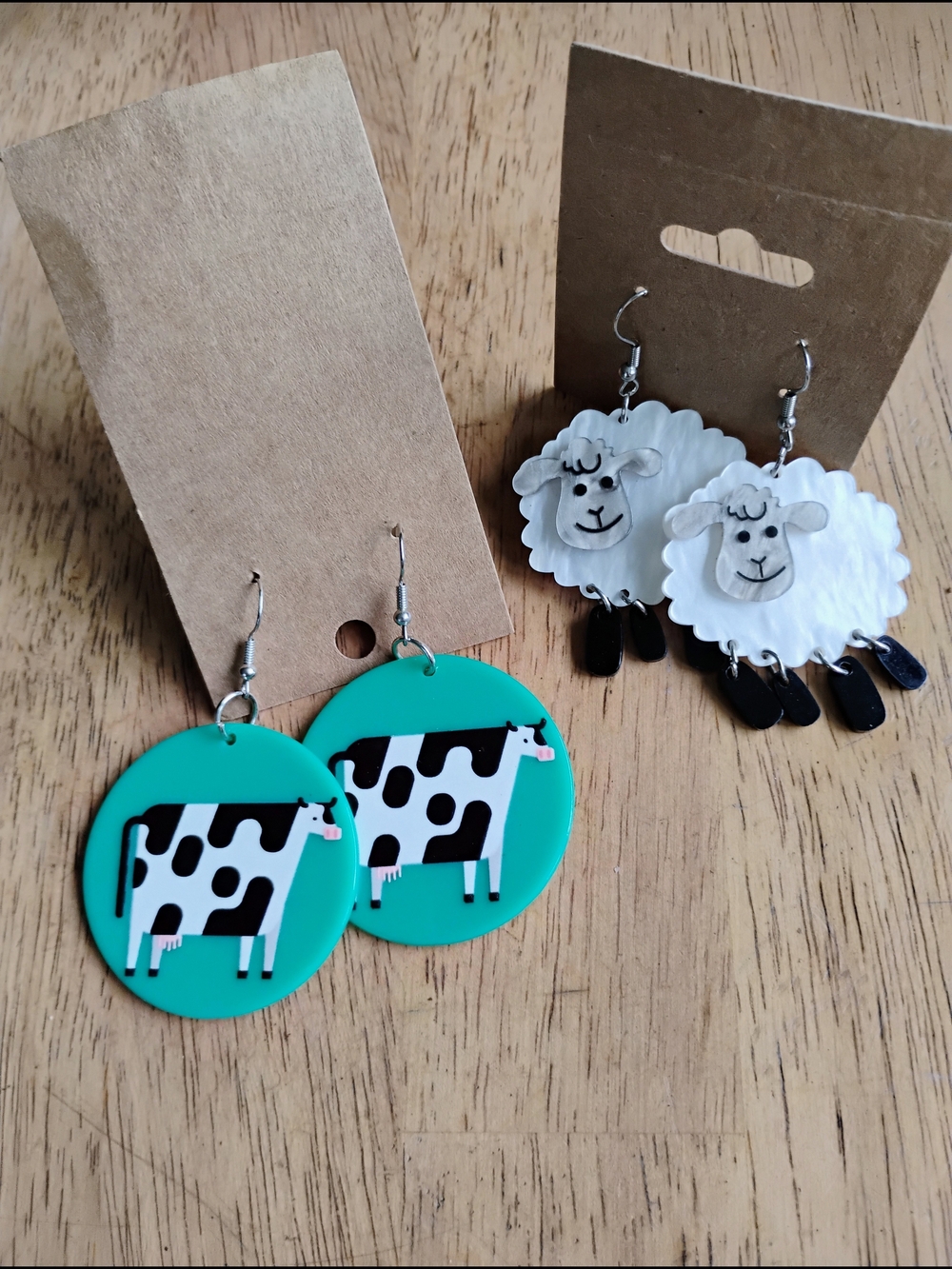 Cute Cow and Sheep Dangle Earrings